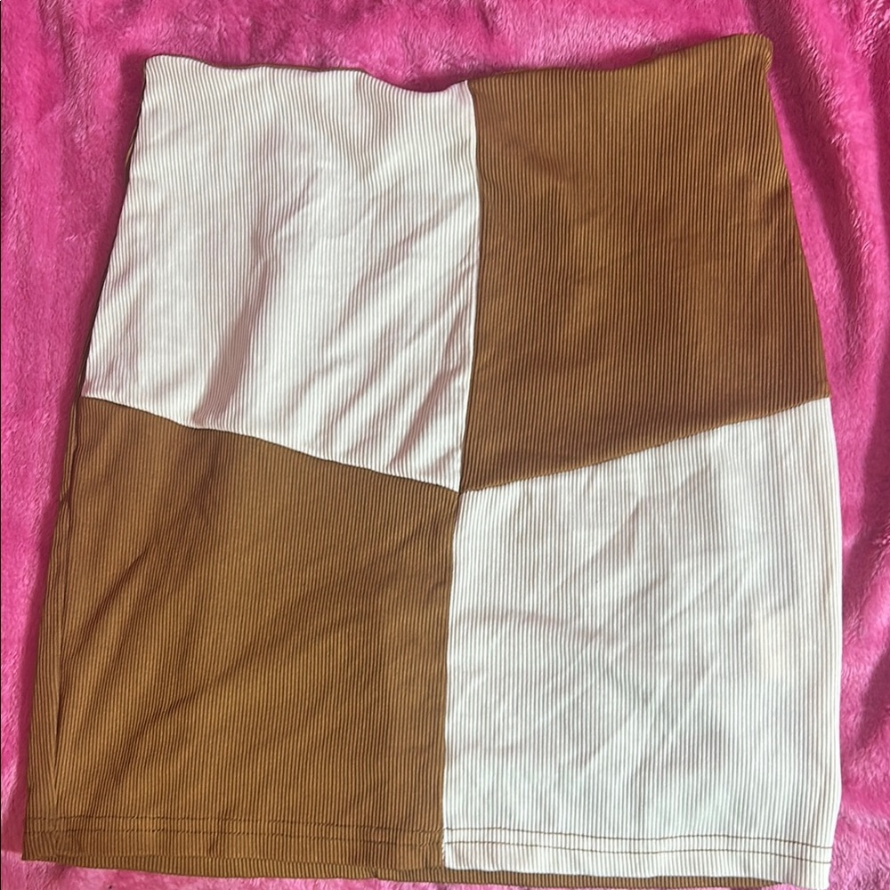 Two-Tone Brown and Cream Skirt